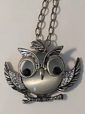 Owl Charm Pendant Fashionable Necklace - Abalone White Gem Body - 18  Chain • $6.40