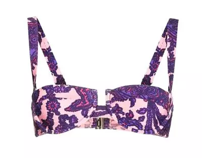 Zimmermann Tiggy Balconette Bra | Underwire Detach  Straps Pink/Purple Paisley • $114.99