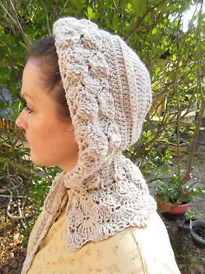 Women's Handmade Crocheted Wool  Hood-civil War Victorian Dickens • $25