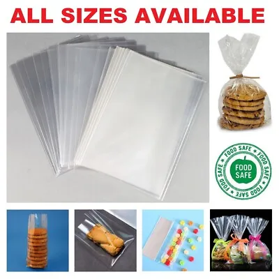 Clear Cellophane Sweet Gift Cello Display Bags Candy Cakes Pop Kids Party Treats • £1.99