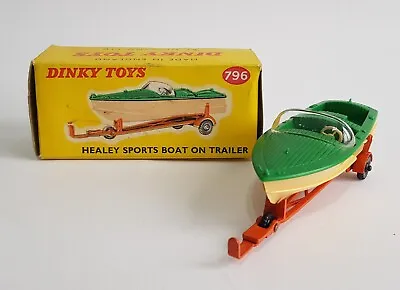 Rare Dinky Toys No. 796 Healey Sports Boat On Trailer Superb Mint Condition • $279.32