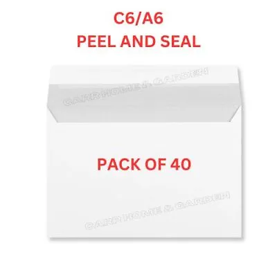 C6 White Envelopes 40 Peel & Seal Small Letter A6 Good Quality 114 X 162 Mm • £3.45