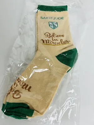 BRAND NEW‼ Saint Jude Women’s Crew Socks “ Believe In Miracles  Pair M 7-9.5 • £8.63