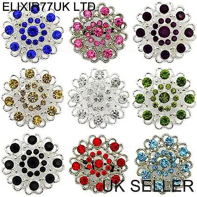 £92.39 • Buy Silver Heart Flower Diamante Pin Brooch Red Blue Pink Crystal Broach Wedding Lot