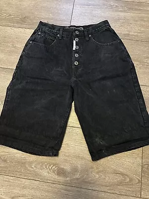 Vintage 90s Z. Cavaricci Button Fly Jean Shorts Size 28 Black Made In USA • $29.99