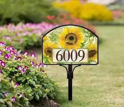 Yard Design Address Marker House Number Magnetic Sign SUNFLOWERS Peace New 💗tw • $17