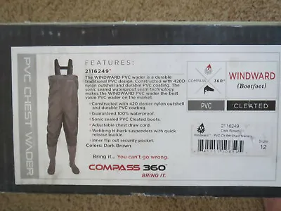 Compass 360 Windward Bootfoot Chest Wader PVC Cleated Foot 2116249 Men's Size 12 • $59.99