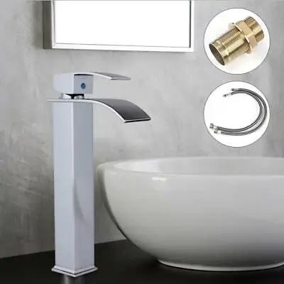 £37.79 • Buy Tall Waterfall Bathroom Taps Basin Sink Mixer Tap Counter Top Chrome Mono Fauce