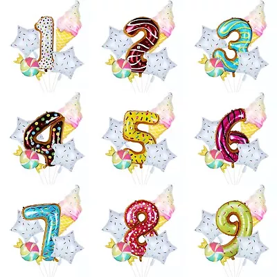 £5.99 • Buy 5pcs Donut Number Foil Helium Balloon Set 40  Baby Shower Kids Birthday Party