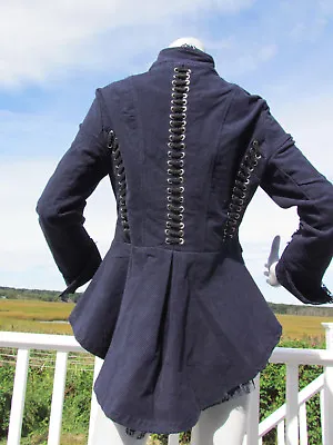 £97.79 • Buy NEW S PYRAMID COLLECTION Riding Jacket Victorian Steampunk Blue Lace Peplum Coat