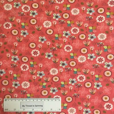 Organic Cotton/elastane Brushed Back Jersey Floral Dressmaking. 110 Cm Remnant • £17.80