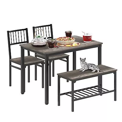 Dining Table Set For 4/Computer DeskKitchen Table With 2 Chairs And A Bench... • $267.12