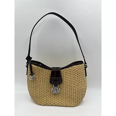 Brighton Women Brown Woven Handbag With Heart Charm • $24.87