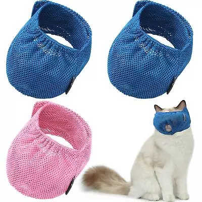 Weewooday 3 Pieces Cat Muzzles Breathable Mesh Muzzles Cat Grooming Restraint... • $13.59