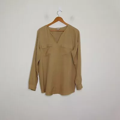 J Jill Apparel Women 100% Silk Pullover Top Blouse Long Sleeve Pockets Size L • $21.96