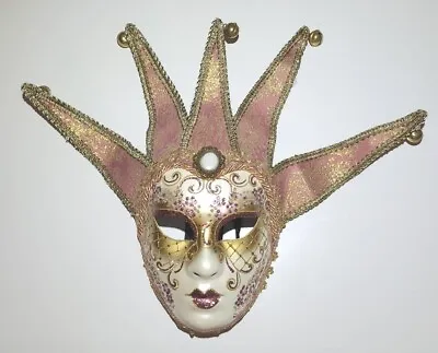 Vintage Full Face Venetian Jester Mask Venice Italy. • £29.99