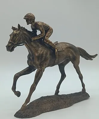 Racehorse Horse Racing Jockey Bronze Statue Sculpture Figurine Equestrian Art • £20