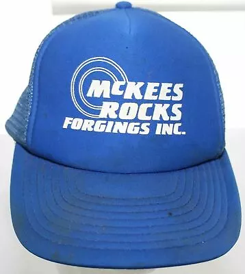Vintage MCKEES ROCKS FORGINGS INC. Trucker Hat Blue Snapback Cap Speedway 1 Size • $70.55
