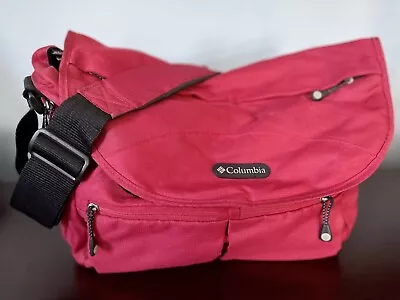 Columbia Red Messenger Diaper Bag  + Changing Pad 11 Pockets Adjustable Strap • $26.95
