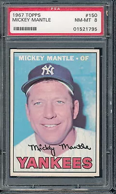 1967 Topps Mickey Mantle #150 PSA 8 - Yankees • $2200