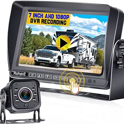 Reversing Camera 7 Inch Monitor Touch Key DVR HD 1080P Two Video Channels Night • £74.39