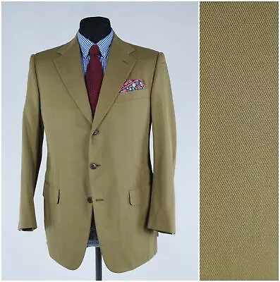 Mens Mustard Summer Sport Coat 40S US Size COLLE Cotton Blazer Vintage Jacket • $59.99