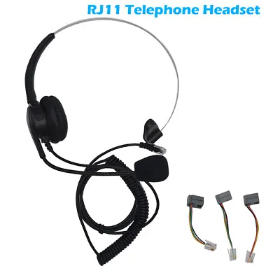 £12.99 • Buy Call Center Office Phone Modular Telephone Headset RJ11 Voice Call Chat Headset