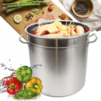£50.29 • Buy 35L Large Deep Stainless Steel 201 Cooking Stock Pot With Lid - CATERING New