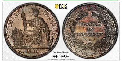 1906 French Indo China Piaster Silver Coin Pcgs Au • $149