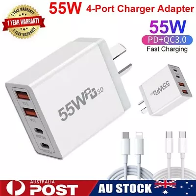 55W 4 Port USB-C PD Fast Charging Wall USB C Charger Power Adapter Type-C Brick • $15.99