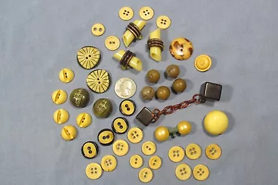 Mixed LOT Of 44 Antique & Vintage SEWING BUTTONS ~ Bakelite Bone And Celluloid • $35.99