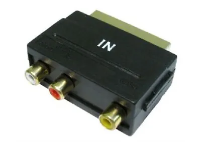 Scart Plug IN Only 3xRCA Sockets Adaptor (Nickle) • £2.58