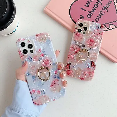 $9.19 • Buy For IPhone 13 12 11 Pro Max XS XR 7/8 Cover Pink Flower Butterfly Case W/Ring