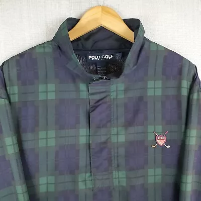 VTG POLO GOLF Size Large Blackwatch Plaid Mens 1/4 Zip Windbreaker Jacket RL  • $71