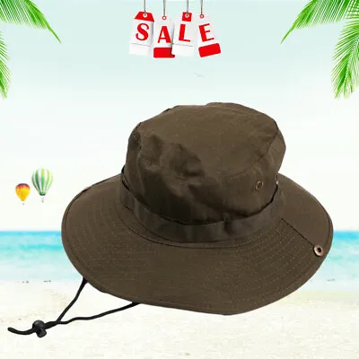 Unisex Tactical Boonie Hat Military Camo Bucket Wide Brim Sun Fishing Hiking Cap • $7.47