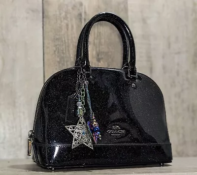 Coach MINI SIERRA SATCHEL Glitter Sparkle Black Hologram HANDBAG PURSE 29134 • $129