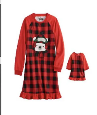 Girls Cuddl Duds Beary Cool Nightgown & Matching Doll Gown Size Medium (7/8) NWT • $19.99