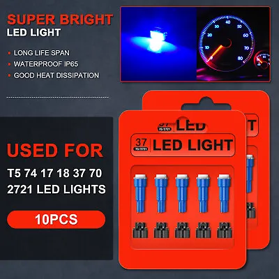 10x T5 Twist Socket Blue 1SMD Instrument Panel Cluster Dash Light Bulb For Ford • $8.87