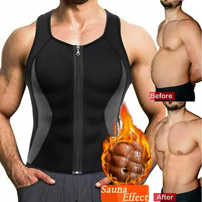 Men's Neoprene Sauna Vest Sweat Shirt Redu Fat Body Shaper Gym Training Top HOT • $5.99