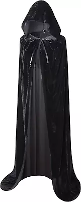 Long Hooded Cloak Velvet Cape Witch Costume Halloween Costumes For Women Men • $28.83