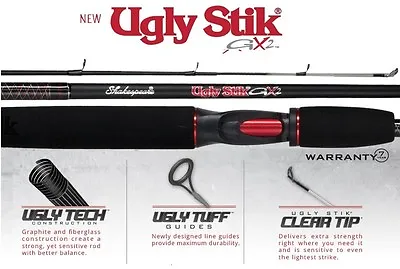£59.99 • Buy Shakespeare Ugly Stik GX2 Spinning / Lure Fishing Rods  - All Models