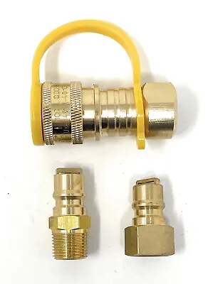 3/8  Natural Gas Quick Connect Fitting LP Gas Propane Hose Quick Disconnect Kit • $13.99