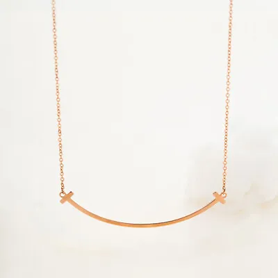 18K Solid Gold O Chain Bar Necklace Smile Beautiful Simple Jewelry Stamped Au750 • $99.56