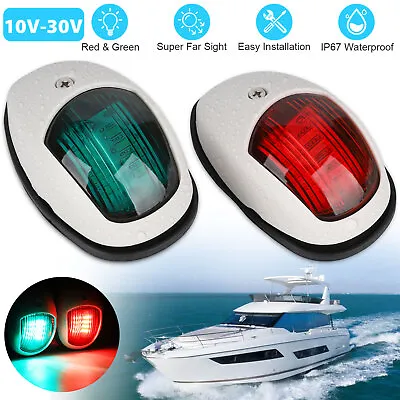 Pair Red & Green 8 LED Navigation Lights Marine Bow Light Lamp For Boat Pontoon • $12.98