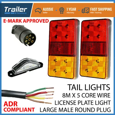 Trailer Light Kit Pair Of Led Lights1 Xplug 8mx 5 Core Wirenumber Plate Light • $42.95