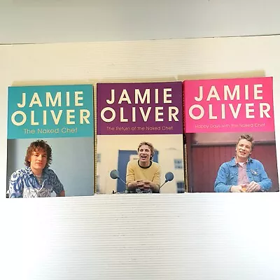 $19.99 • Buy 3 X Jamie Oliver CookBook Bundle: The Naked Chef, Return & Happy Days