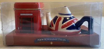 Vintage Mini Ceramic British Union Jack Flag Teapot And English Tea Tin New • $18.99