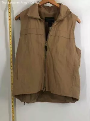 Ralph Lauren Mens Tan Collared Sleeveless Full-Zip Vest Size Medium • $9.99