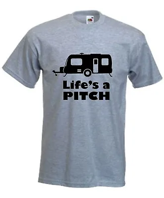 Life's A Pitch Caravan T-Shirt Camping T Shirt Funny Caravan TShirt Glamping • £10.99