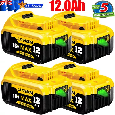 4X 12.0Ah For DEWALT 18V 9.0Ah DCB184 Li-Ion Slide Battery DCB182 DCB180 DCB200 • $266.98